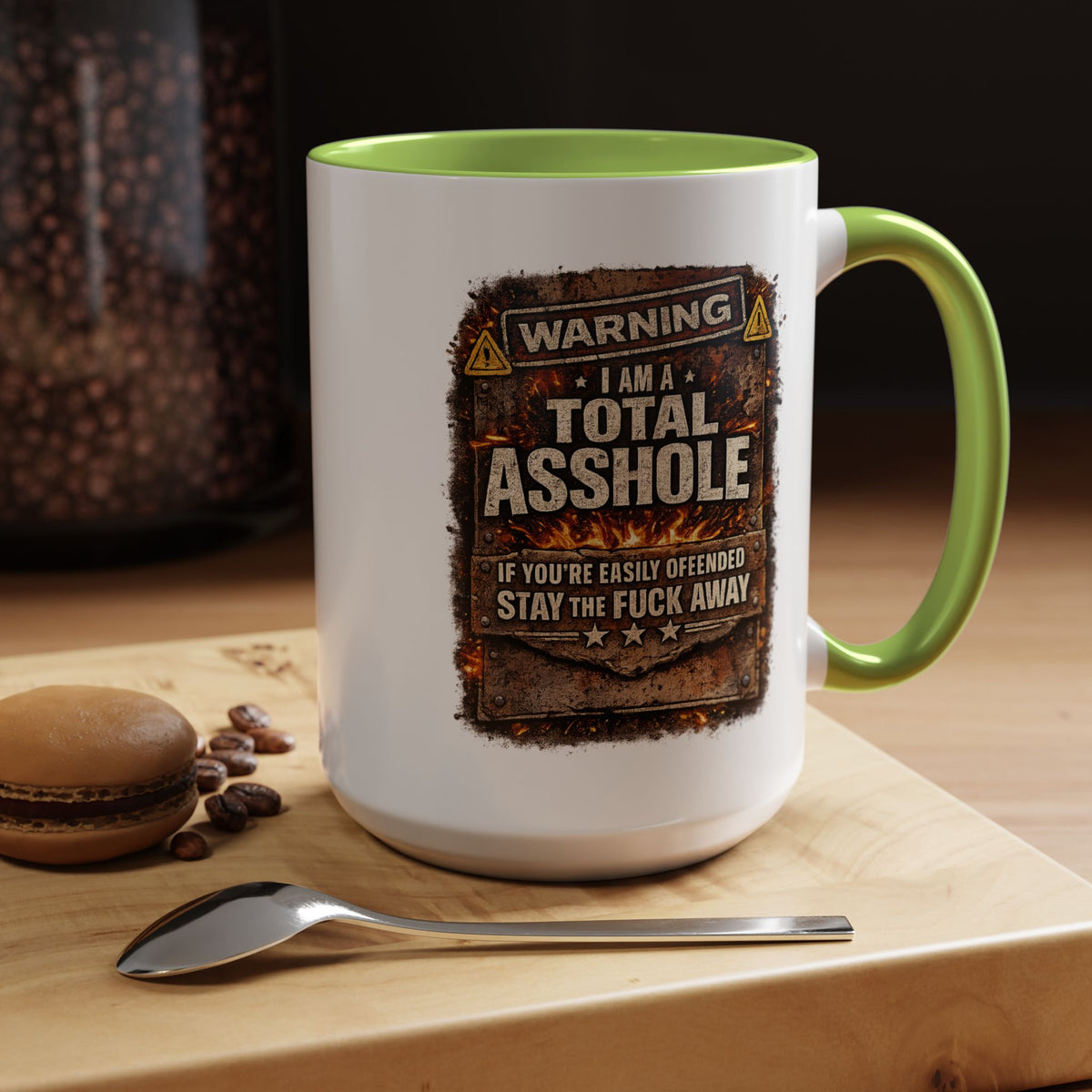 Funny Adult Humor Mug, Warning Total Asshole Coffee Mug, Sarcastic Gift for Men, Offensive Humor Cup, Funny Friend Gift