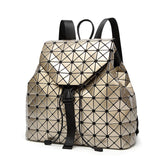 Women Backpack Luminous Geometric Plaid Sequin Female Backpacks For Teenage Girls Bagpack Drawstring Bag Holographic Backpack