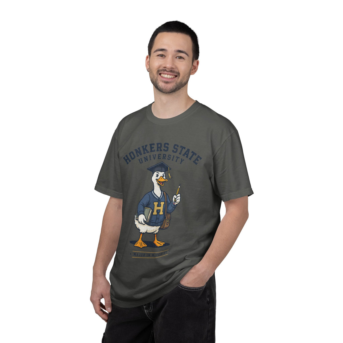Honkers State University T-Shirt, Funny Goose Graduate Graphic Tee, Major in Mischief College Student Gift, Graduation Campus Shirt