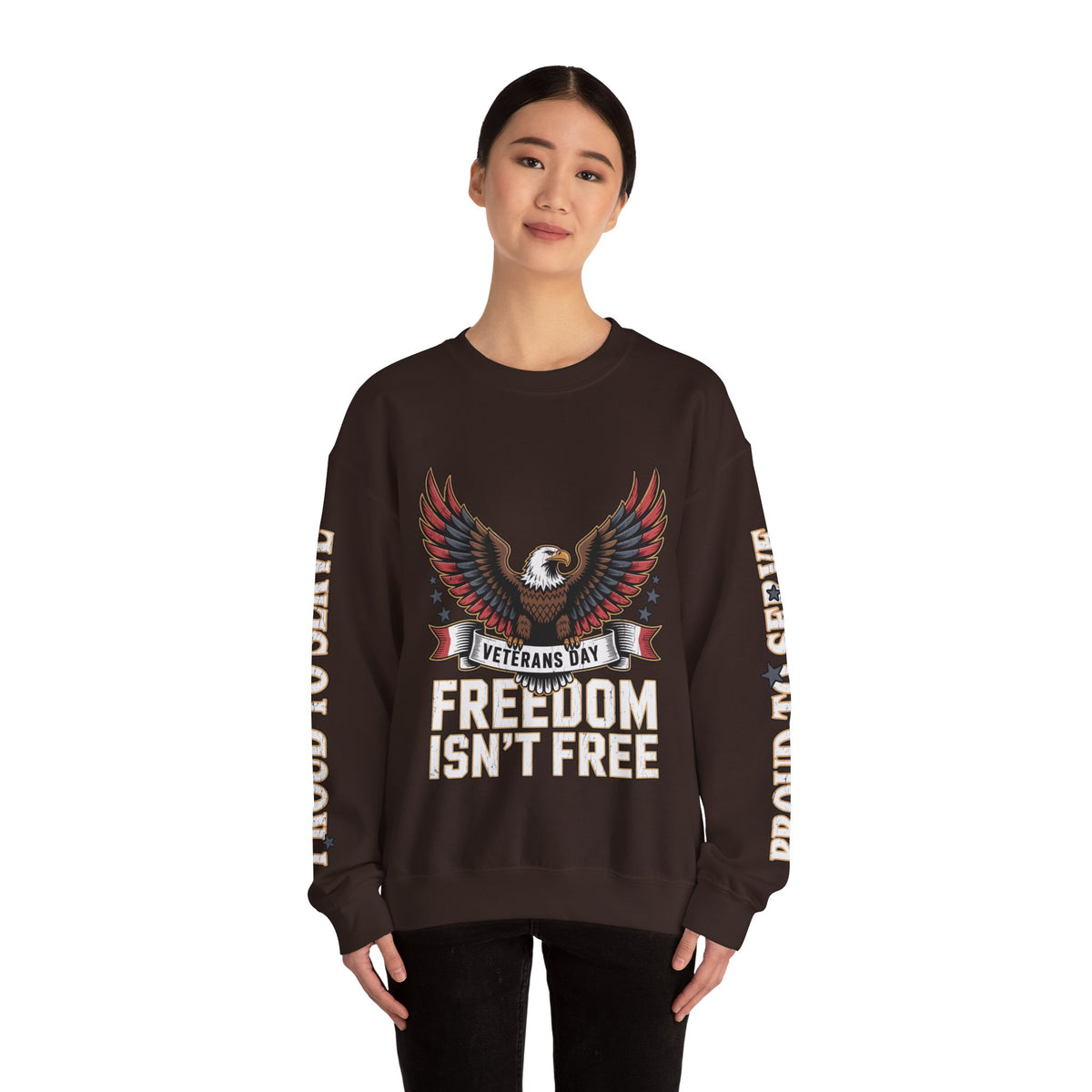 Veterans Day Sweatshirt, Freedom Isn't Free Eagle Pullover, Patriotic Military Top, Veteran Gift, American Pride, USA Clothing