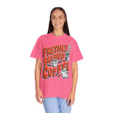 Coffee Lover Halloween Shirt, Freshly Brewed Coffee Ghost T-Shirt, Cute Spooky Season Gift for Barista and Caffeine Fan, Gift for Her