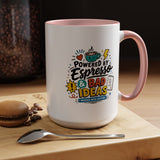 Powered by Espresso Mug, Funny Coffee Lover Cup, Bad Ideas Quote Gift for Coworker, Caffeine Addict Present, Office Humor Drinkware