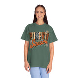 Pumpkin Season Shirt, Retro Leopard Checker Fall Graphic Tee, Cute Autumn Gift for Women, Cozy Thanksgiving October Outfit for Her