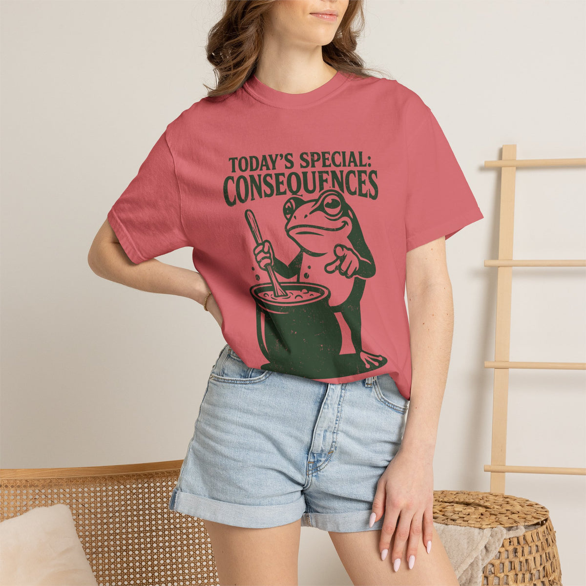 Funny Frog Consequences Shirt Comfort Colors Tee, Today's Special Consequences Teacher Shirt, Classroom Humor Gift, Retro Frog Graphic Tee