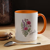 Personalized Floral Name Mug, Custom Wildflower Coffee Cup for Her, Birthday Gift for Women, Botanical Friend or Coworker Keepsake