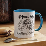 Mom Life Coffee and Chaos Mug, Funny Mom Coffee Mug, Motherhood Humor Gift, Busy Mom Cup, Mother's Day Gift for Coffee Lover
