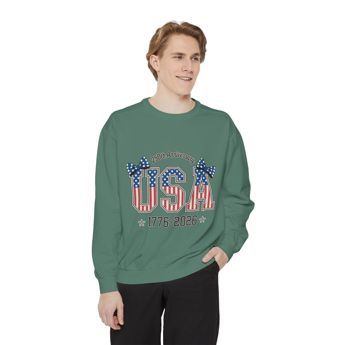 USA 250th Anniversary Comfort Colors Sweatshirt, Patriotic Bow Coquette Shirt, America 1776 2026 Sweatshirt, Fourth of July Gift