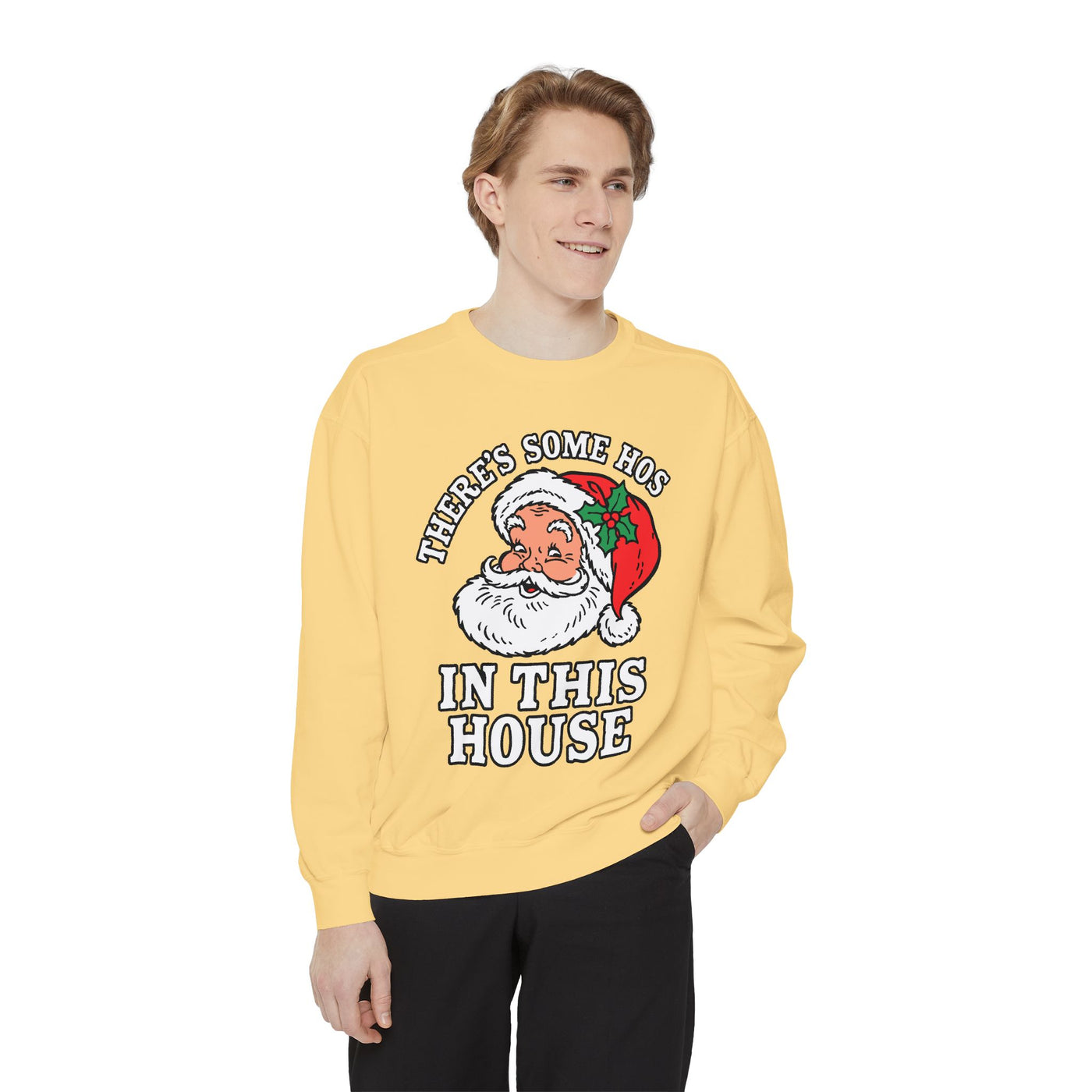 There's Some Ho's in This House Sweatshirt, Funny Santa Christmas Crewneck, Adult Holiday Party Pullover, Naughty Gift for Friends