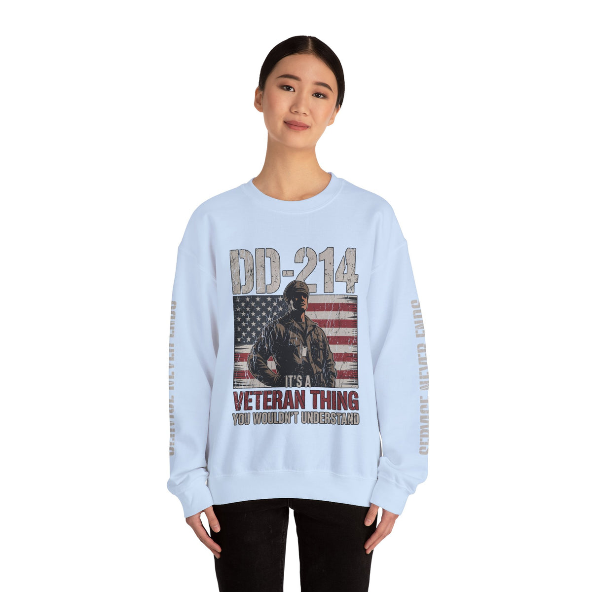 DD-214 Veteran Sweatshirt, Military Veteran Crewneck, American Flag Pullover, Veteran Gift for Him, Patriotic Fourth of July Top