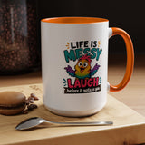 Funny Life Is Messy Mug, Colorful Bird Coffee Cup, Humorous Gift for Friend, Coworker Birthday Present, Cheerful Office Desk Drinkware