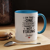 Personalized Funny Boss Mug, Thanks for Not Firing Us Coffee Cup, Custom Manager Name Gift, Coworker Office Humor, Boss Day Present