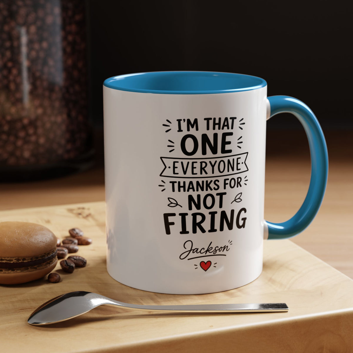 Personalized Funny Boss Mug, Thanks for Not Firing Us Coffee Cup, Custom Manager Name Gift, Coworker Office Humor, Boss Day Present