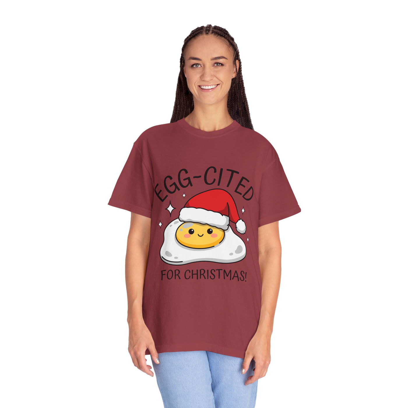Egg-Cited for Christmas Shirt, Funny Fried Egg T-Shirt, Cute Food Pun Holiday Tee, Christmas Breakfast Gift for Brunch Lover or Cook
