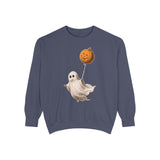 Cute Ghost Halloween Sweatshirt, Pumpkin Balloon Pullover, Vintage Spooky Season Gift for Women, Cozy October Fall Outfit for Ghost Loversv