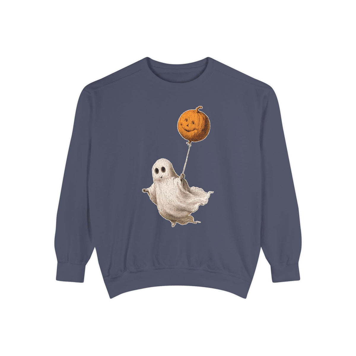 Cute Ghost Halloween Sweatshirt, Pumpkin Balloon Pullover, Vintage Spooky Season Gift for Women, Cozy October Fall Outfit for Ghost Loversv