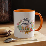 Personalized Teacher Coffee Mug, Custom Teacher Name Gift, Floral Teacher Mug, Teacher Appreciation Present, Classroom Gift