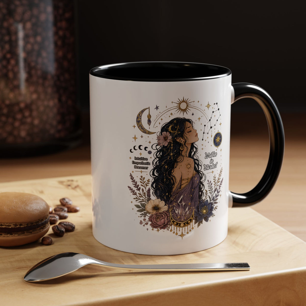 Intuitive Dreamer Astrology Coffee Mug, Mystic Woman Zodiac Mug, Written in Stardust Cup, Celestial Goddess Gift, Spiritual Coffee Mug