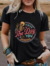 Halloween pattern round neck short sleeved shirt