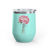 Floral Wine Tumbler, Pink Peony Insulated Tumbler, Flower Lover Gift, Elegant Drink Cup for Women, Summer Gift, Birthday Gift for Her