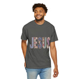 Jesus Patchwork Graphic Tee, Floral Christian Shirt, Cute Faith Based T Shirt, Vintage Coquette Religious Shirt