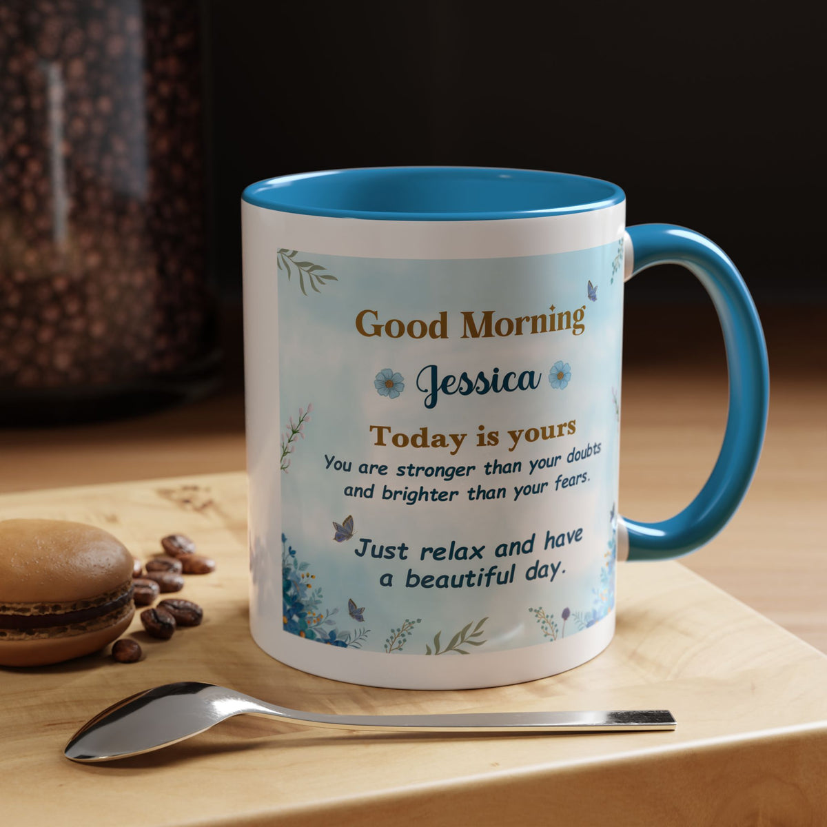 Personalized Good Morning Mug, Custom Name Coffee Mug, Inspirational Morning Cup, Positive Quote Mug, Encouragement Gift for Her