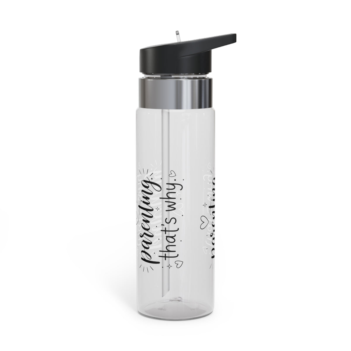 Personalized Parenting Transparent Water Bottle, Mom Gift for Busy Parents, Inspirational Drink Bottle for Moms, Everyday Hydration Gift