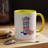 Land of the Free Because of the Brave Mug, Patriotic American Coffee Mug, Proud and Thankful USA Gift, Veteran Family Cup