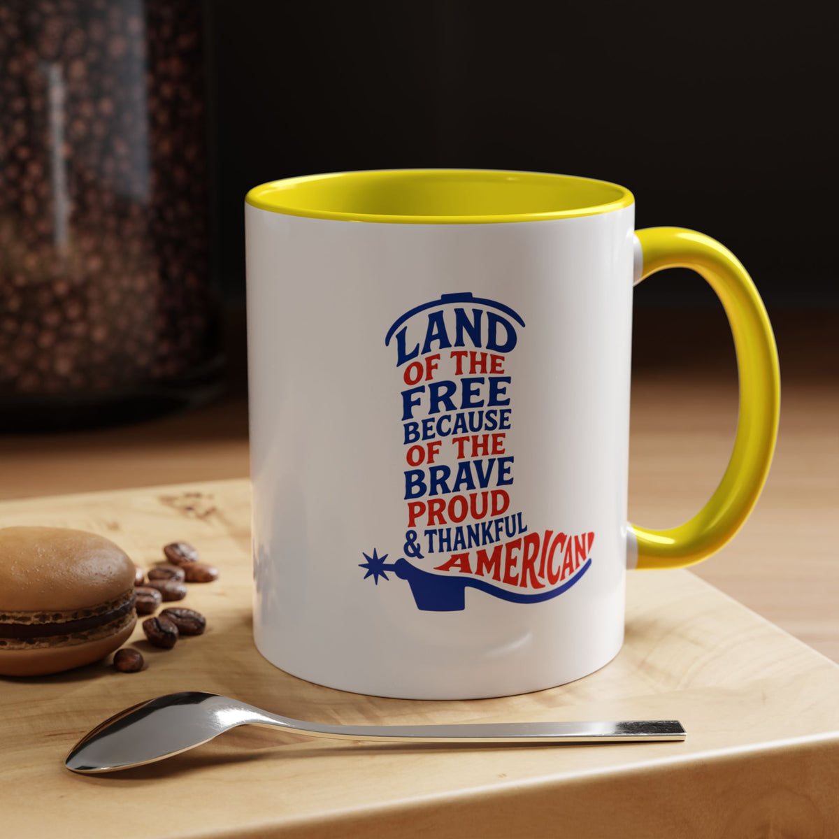 Land of the Free Because of the Brave Mug, Patriotic American Coffee Mug, Proud and Thankful USA Gift, Veteran Family Cup
