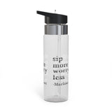 Personalized Motivational Water Bottle, Sip More Worry Less Bottle, Custom Name Gift, Reusable Drink Bottle, Wellness Gift, Hydration Bottle