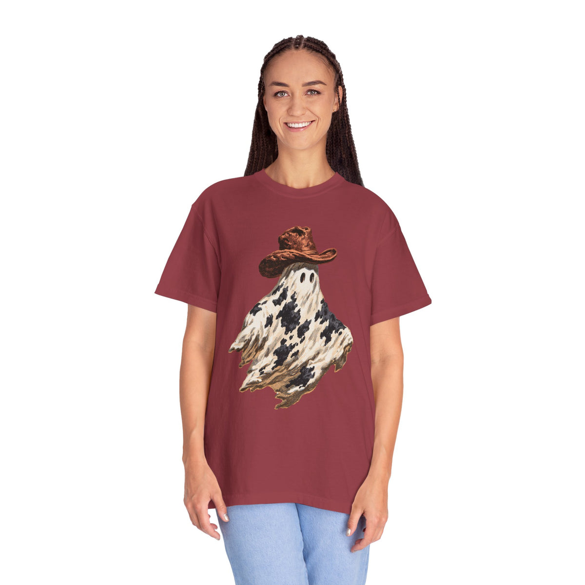Western Ghost Halloween Shirt, Cowboy Hat Spooky Graphic Tee, Cute Vintage Fall Gift for Cowgirl, Country October Outfit for Women