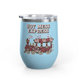Hot Mess Express Wine Tumbler, Floral Drinkware, Funny Gift for Busy Moms, Besties, Coworkers and Chaos Coordinators