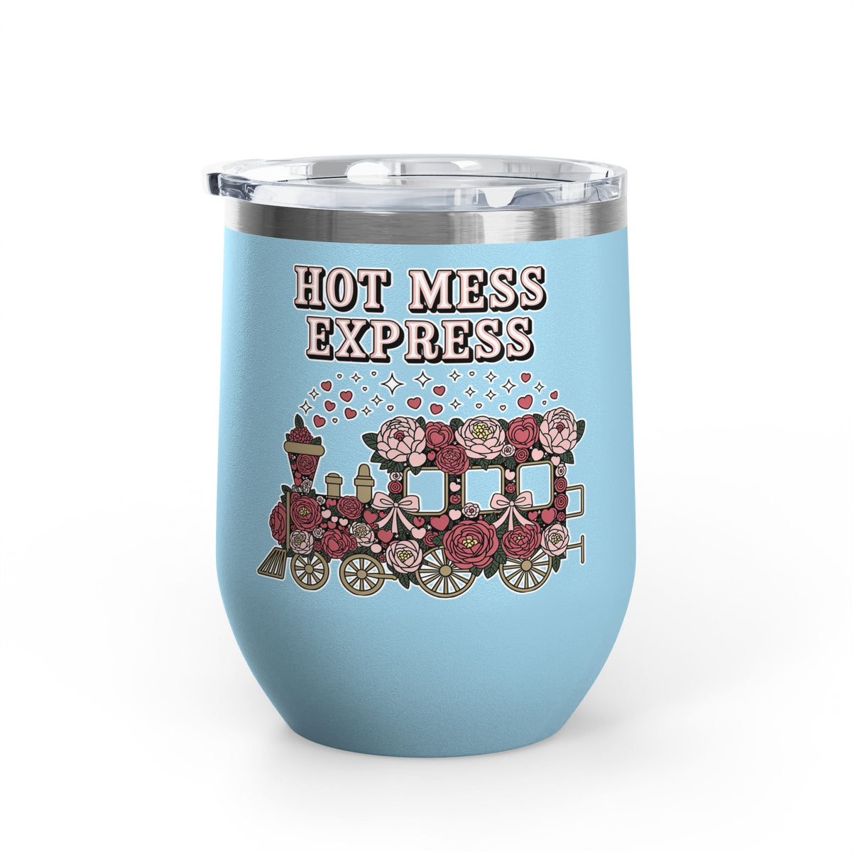 Hot Mess Express Wine Tumbler, Floral Drinkware, Funny Gift for Busy Moms, Besties, Coworkers and Chaos Coordinators