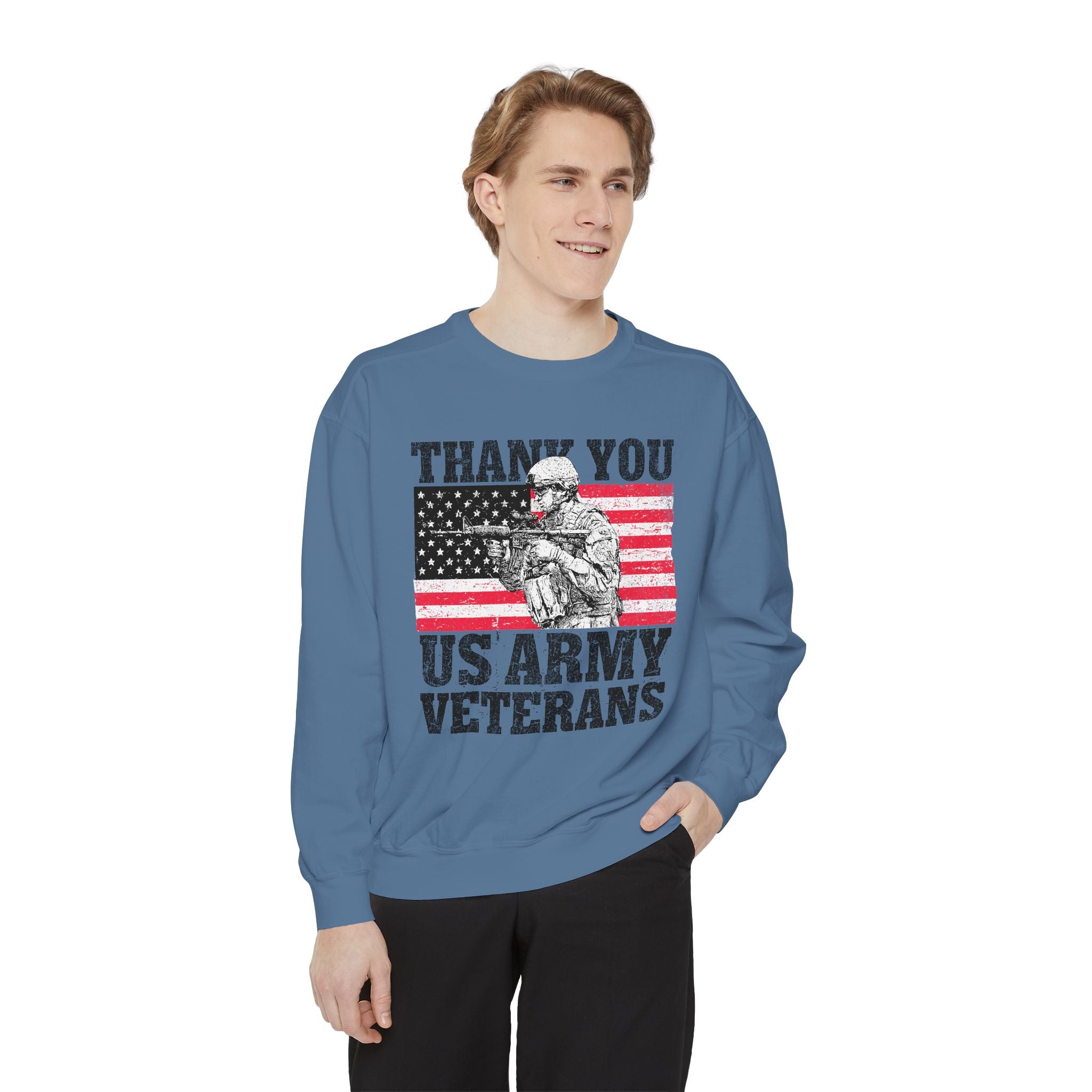 Thank You US Army Veterans Sweatshirt, Patriotic Soldier Crewneck, Military Appreciation Gift, American Flag Pullover for Veterans Day