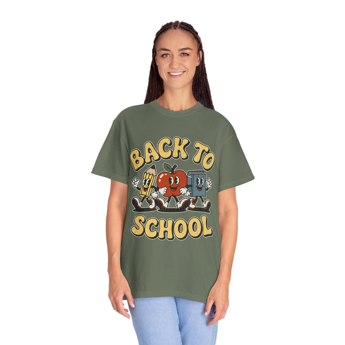 Back to School T-Shirt, Retro Apple Pencil and Book Graphic Tee, Teacher Shirt, First Day Classroom Outfit, Educator Gift, School Staff Top