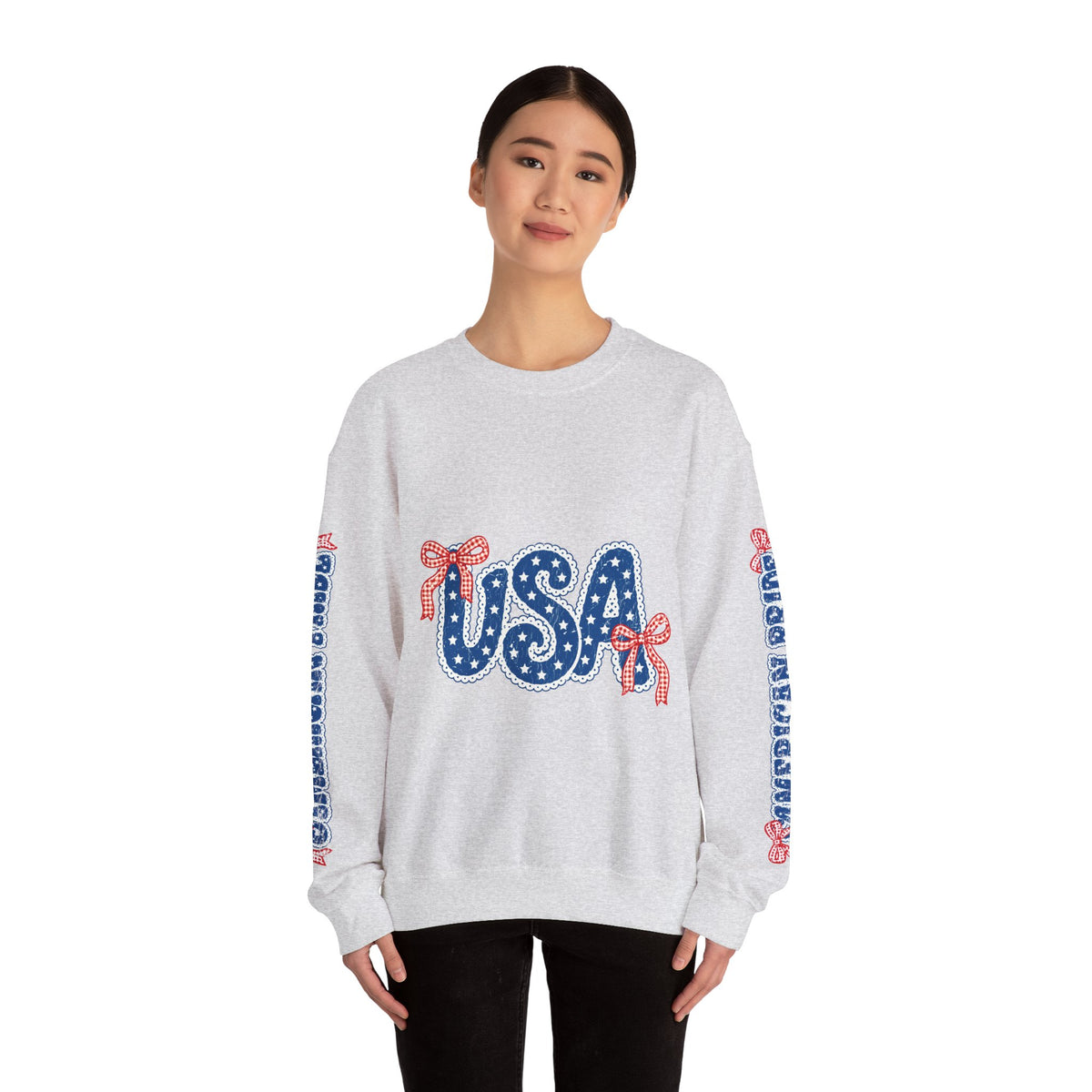 USA Patriotic Sweatshirt, American Flag Ribbon Pullover, Vintage Stars and Stripes Top, Fourth of July Outfit, Americana Gift for Women