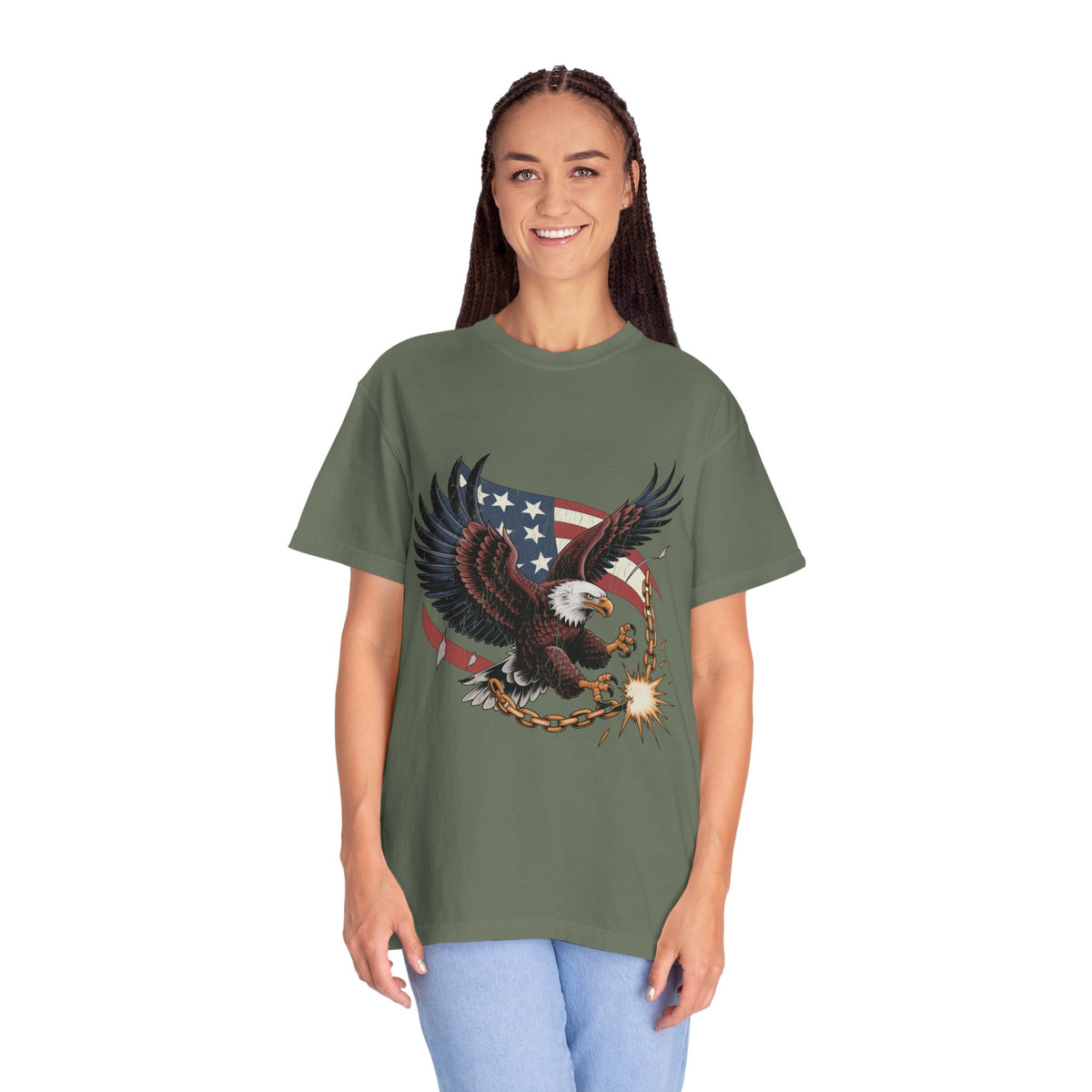 Patriotic Eagle Shirt, American Flag T Shirt, Bald Eagle Military Tee, Veteran Gift, USA Graphic Shirt, Fourth of July Patriotic Top