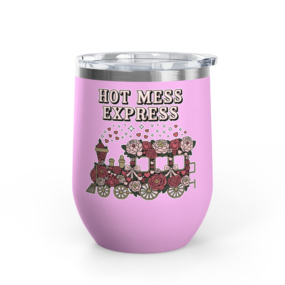 Hot Mess Express Wine Tumbler, Floral Drinkware, Funny Gift for Busy Moms, Besties, Coworkers and Chaos Coordinators
