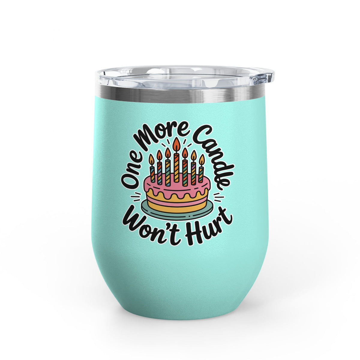 Funny Birthday Wine Tumbler, One More Candle Won't Hurt Cake Design, Getting Older Gift for a Best Friend or Coworker Who Loves a Laugh