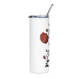Personalized Floral Name Skinny Tumbler, Custom Rose Monogram Cup, Feminine Drinkware, Personalized Gift for Her, Birthday Gift