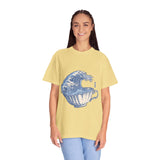 Great Wave Teacup Shirt, Japanese Art Inspired Ocean Graphic, Gift for Tea Lovers and Coastal Art Fans, Casual Cafe Weekend Outfit