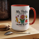 Personalized Teacher Appreciation Mug, Custom Teacher Thank You Coffee Mug, Helping Me Bloom Gift, End of School Year Teacher Gift