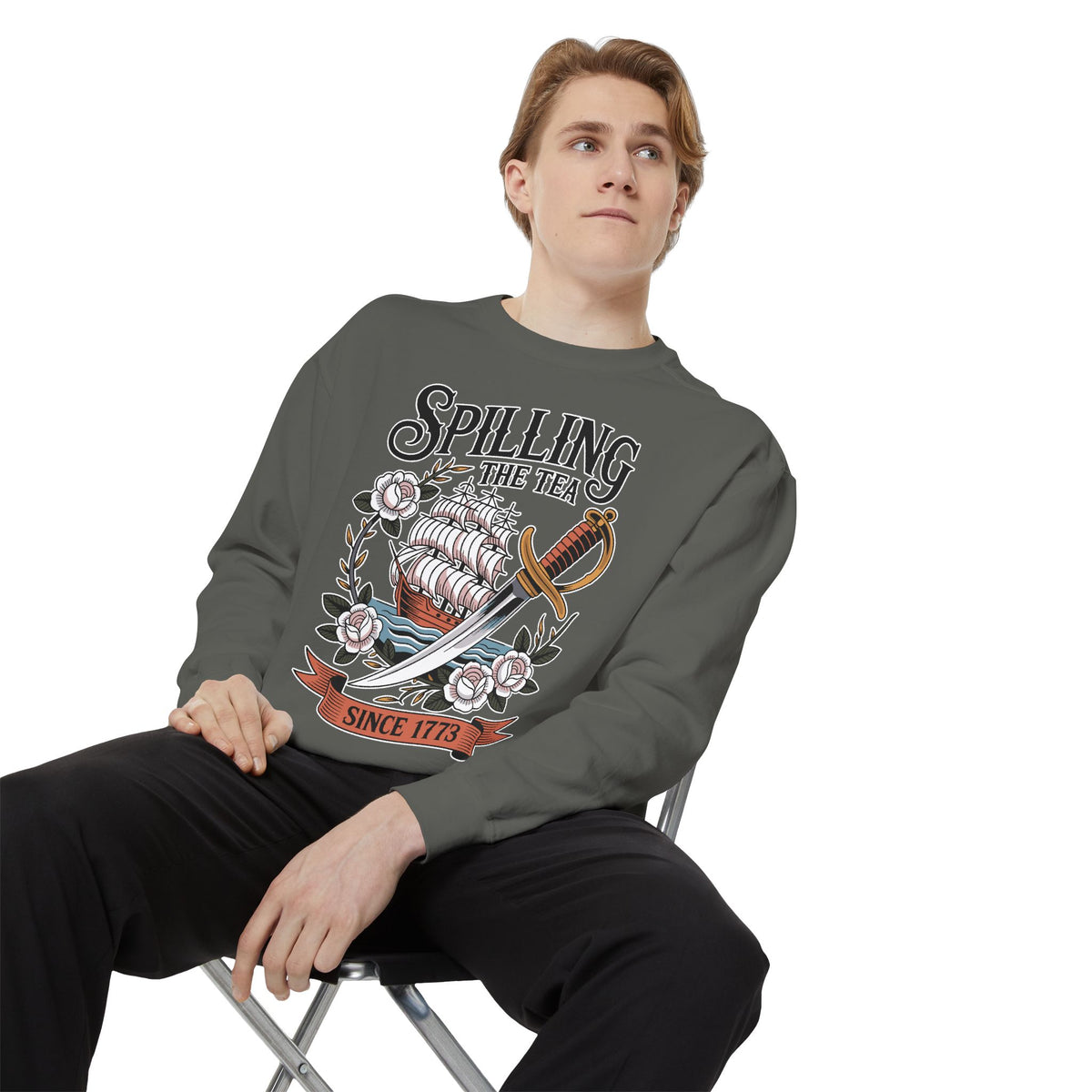 Spilling The Tea Since 1773 Comfort Colors Sweatshirt, Funny Boston Tea Party Crewneck, American History Humor