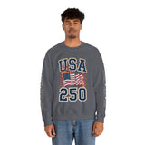 USA 250 Sweatshirt, American Flag Crewneck, Patriotic Pullover, USA 250th Anniversary Gift, Fourth of July Shirt, Americana Top