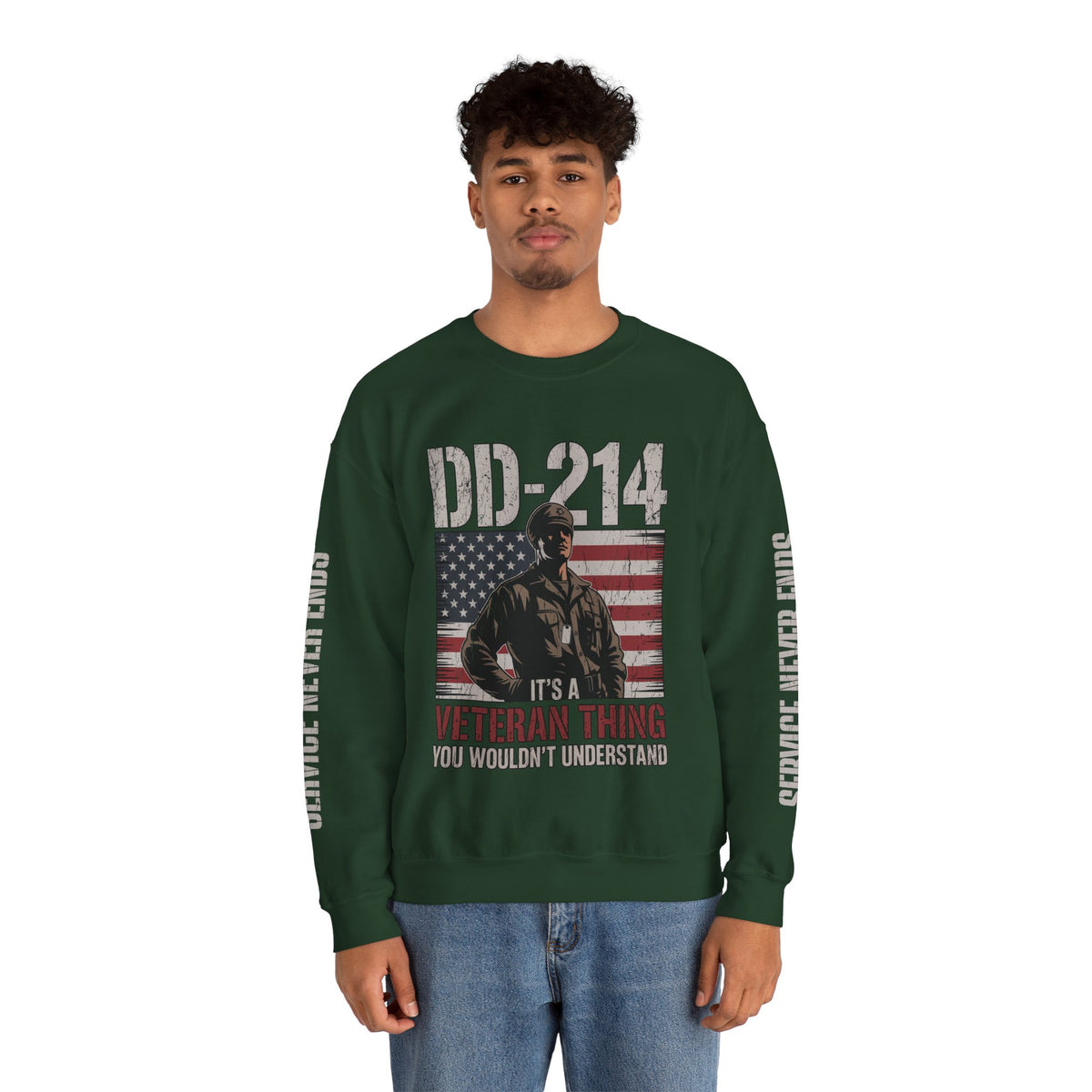 DD-214 Veteran Sweatshirt, Military Veteran Crewneck, American Flag Pullover, Veteran Gift for Him, Patriotic Fourth of July Top