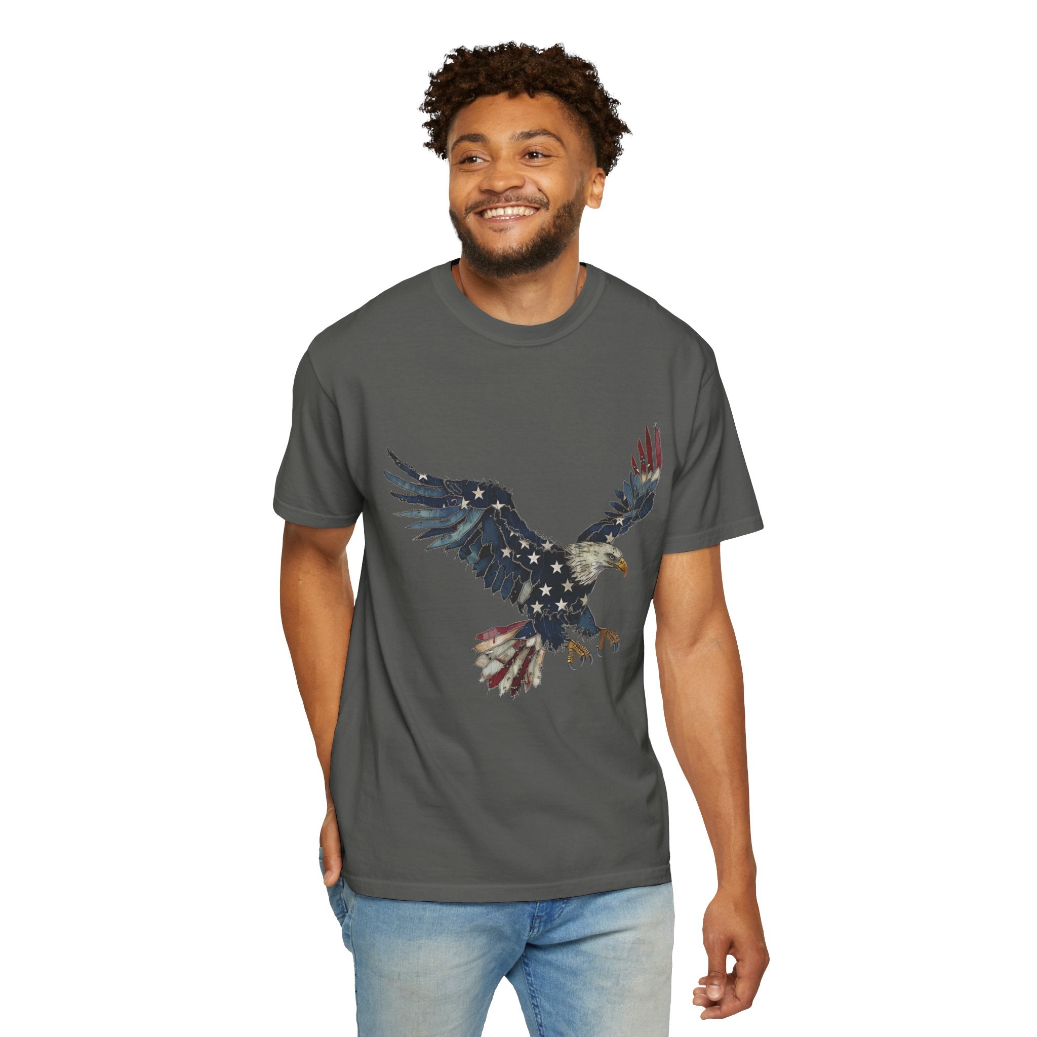 Patriotic Eagle Graphic Tee, Vintage USA Bird Shirt, Americana Freedom T Shirt, Fourth of July Eagle Shirt for Women