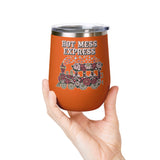 Hot Mess Express Wine Tumbler, Floral Drinkware, Funny Gift for Busy Moms, Besties, Coworkers and Chaos Coordinators