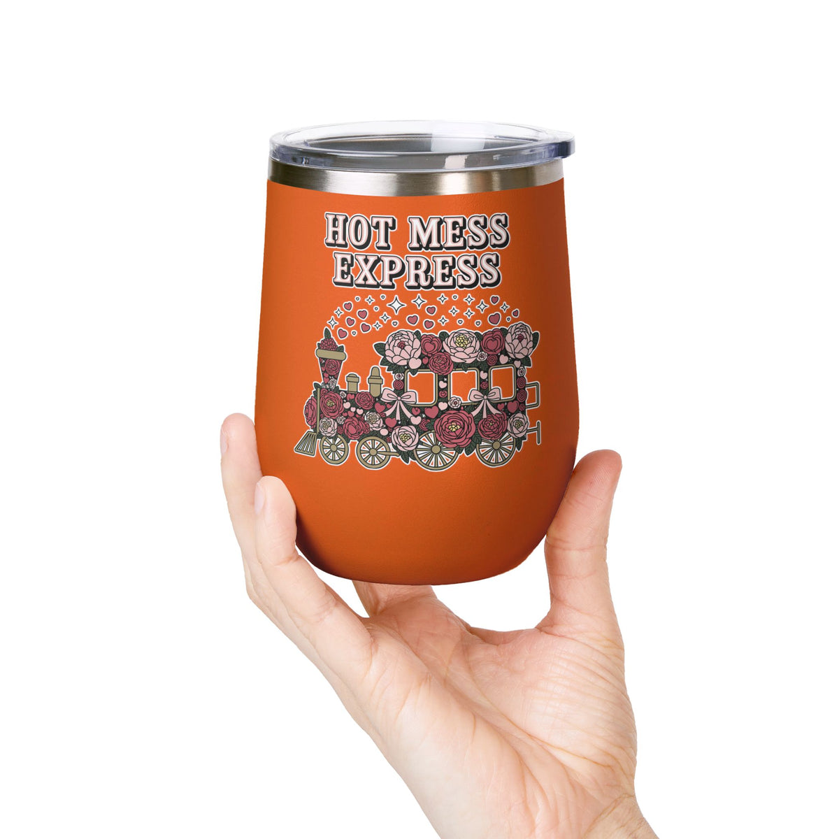 Hot Mess Express Wine Tumbler, Floral Drinkware, Funny Gift for Busy Moms, Besties, Coworkers and Chaos Coordinators