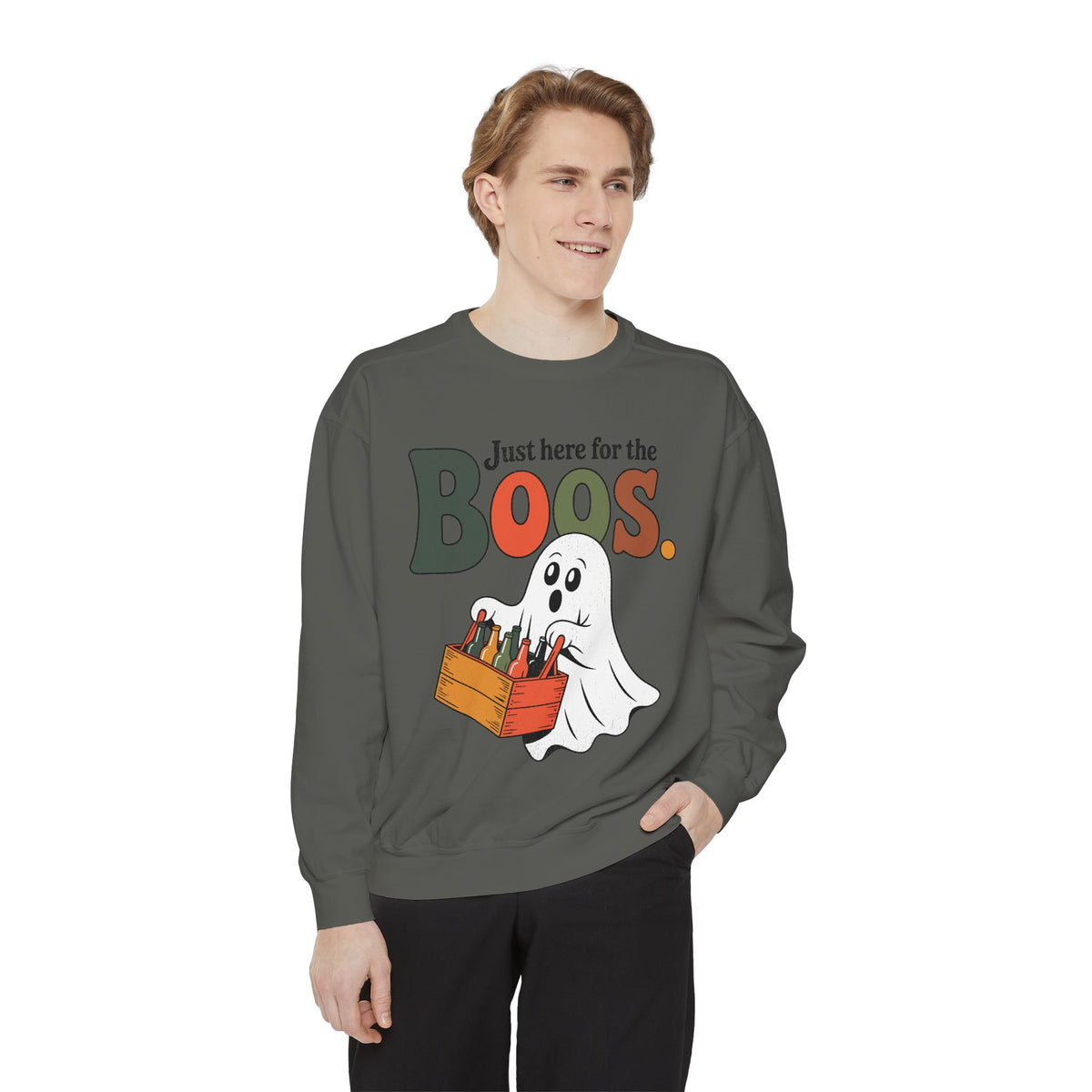 Funny Halloween Ghost Sweatshirt, Where My Boos At Party Pullover, Spooky Season Drinking Gift for Beer Lover, Adult Costume Party Outfit
