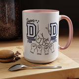 Personalized Super Dad Coffee Mug, Custom Dad Mug with Kids Names, Father's Day Gift for Dad, Dad for Life Coffee Cup, Gift from Children