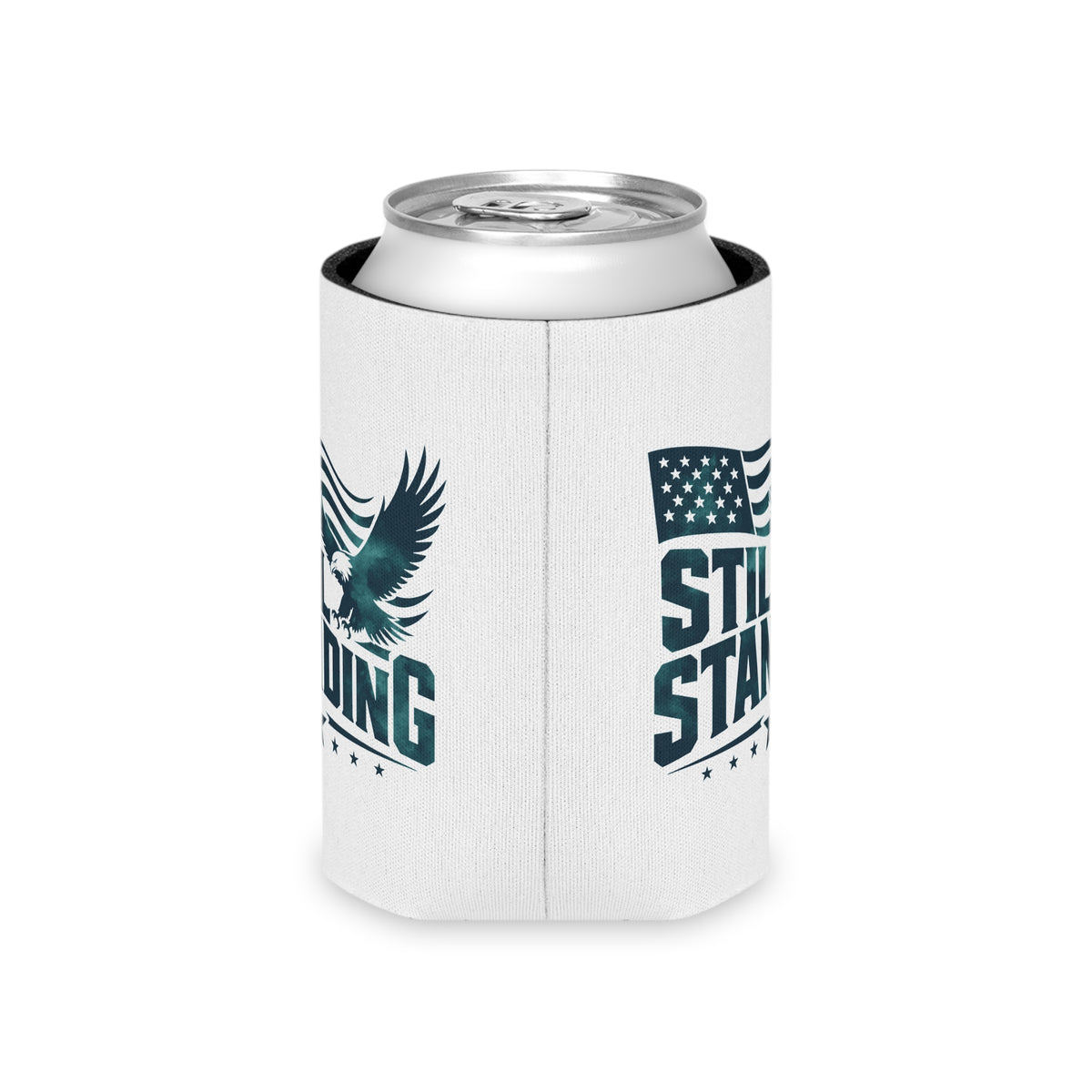 Still Standing Can Cooler, Patriotic Eagle Drink Holder, American Flag Beverage Sleeve, USA Pride Gift, Veteran Gift, Patriotic Party Favor